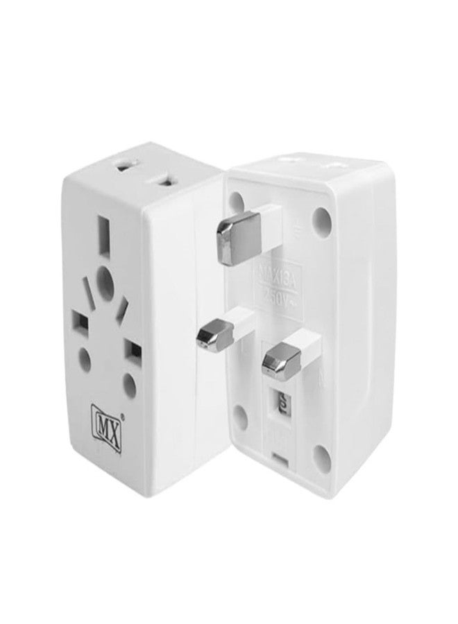 MX Universal Travel Adapter Plug 13A Power Converter for UK Type-G Outlets Compatible with Type-D, Type-I Plugs International Plug Adapter for India, Australia, China, Dubai, Singapore, England - Image 1